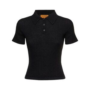Manning Cartell Ribbed Polo Top in Black